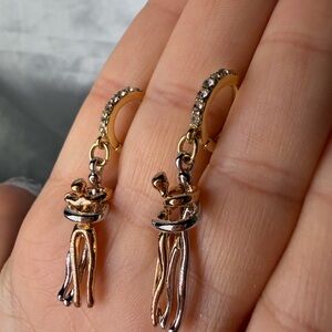 Love Abstract Gold Drop Earrings Modern Minimalist